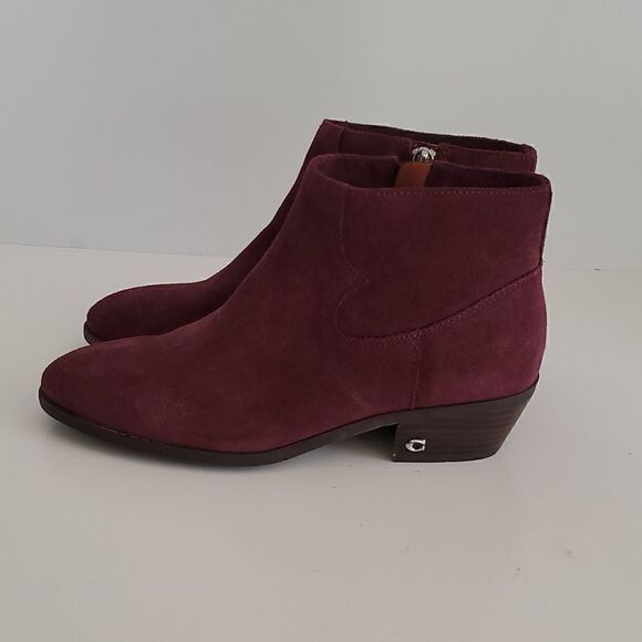 Coach Women's Danni Suede Booties Wine Size 7.5 - Picture 3 of 14